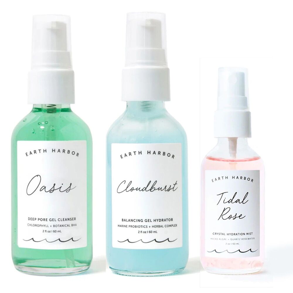 NIB Earth Harbor Oasis, Cloudburst, & Tidal Rose Oily Skin / Acne Bundle